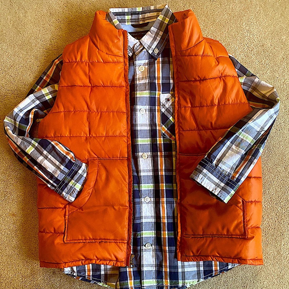 Tommy Hilfiger Plaid Oxford Shirt w Puffer Vest